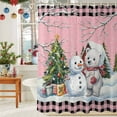 thumbnail image 6 of Shower Curtain 72"W x 84"L Winter Christmas Snowman Bear Pink Fabric Shower Curtains Set with Hooks Water Repellent Bathroom Curtains Machine Washable Bathroom Accessories, 6 of 9