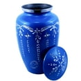 thumbnail image 2 of Silver Diamond Engraved Cremation Urn for Human Ashes Adult Funeral Urn Handcrafted - Large Burial Urn for Human Ashes - BAG INCLUDED (7.5" x 7.5" x 9.5", Matte Sky Blue), 2 of 3