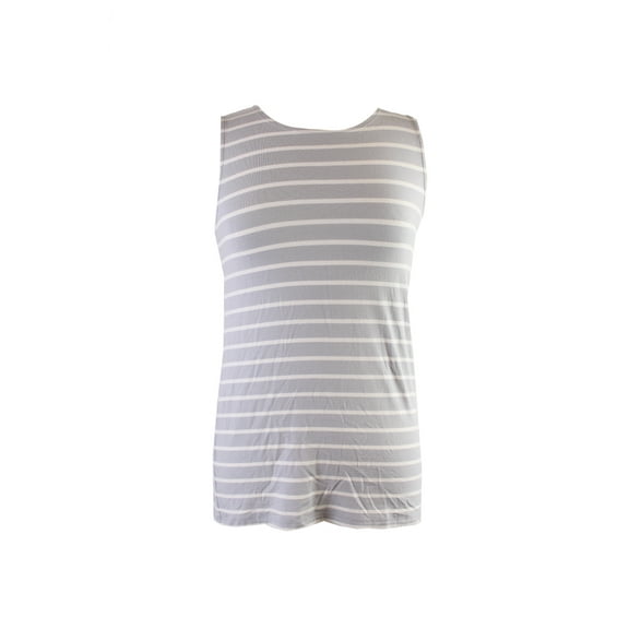 Alfani Womens Prima Grey White Striped Tank Top S