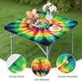 thumbnail image 4 of Rainbow Tie Dye Mandala Pattern Square Fitted Tablecloth with Elastic Edge,Square Table Cover,Washable Elastic Table Cover for Home Kitchen Party Decor 34"x34", 4 of 6