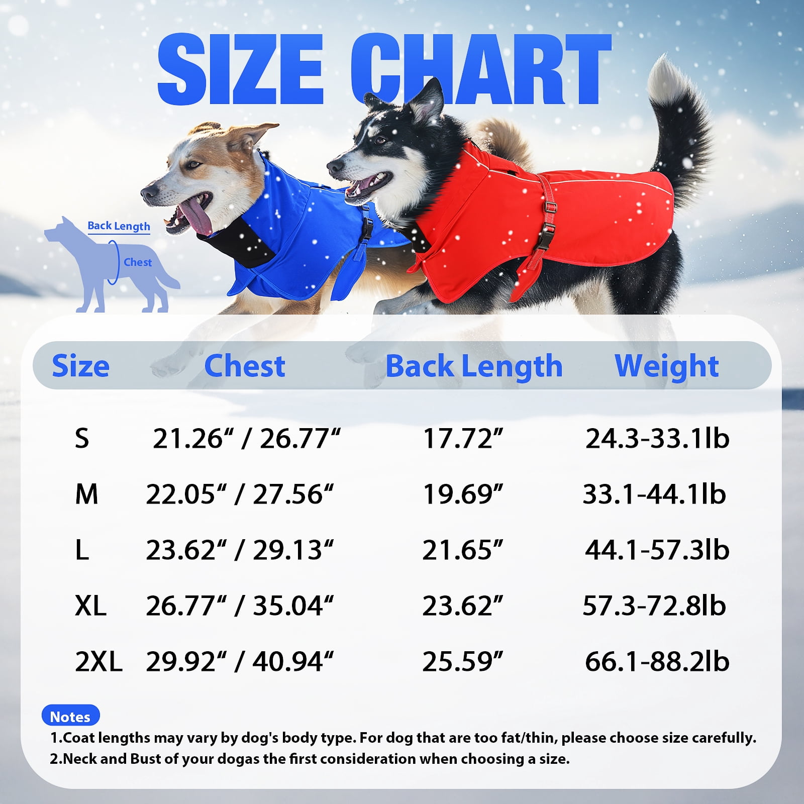 MASBRILL Dog Winter Coat , Waterproof Turtleneck Fleece Jacket with Harnsss for Small to Large Dogs, Warm Reflective Christmas Gift Dog Vest Pet Apparel, Blue