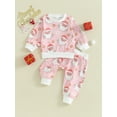 thumbnail image 2 of Suealasg Toddler Baby Girls Christmas Outfits Clothes 6M 1T 2T 3T Kids Girls Long Sleeve Santa Claus Print Sweatshirt Tops Pants Sets 2Piece Christmas Party Gift for Newborn Girls, 2 of 9