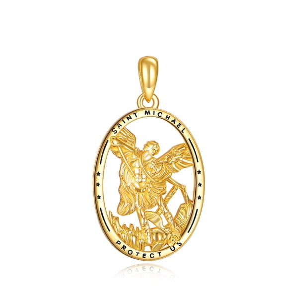 14K Solid Gold St Michael Pendant Only Saint Michael Pendant Medal Religious Jewelry Gifts for Women Men