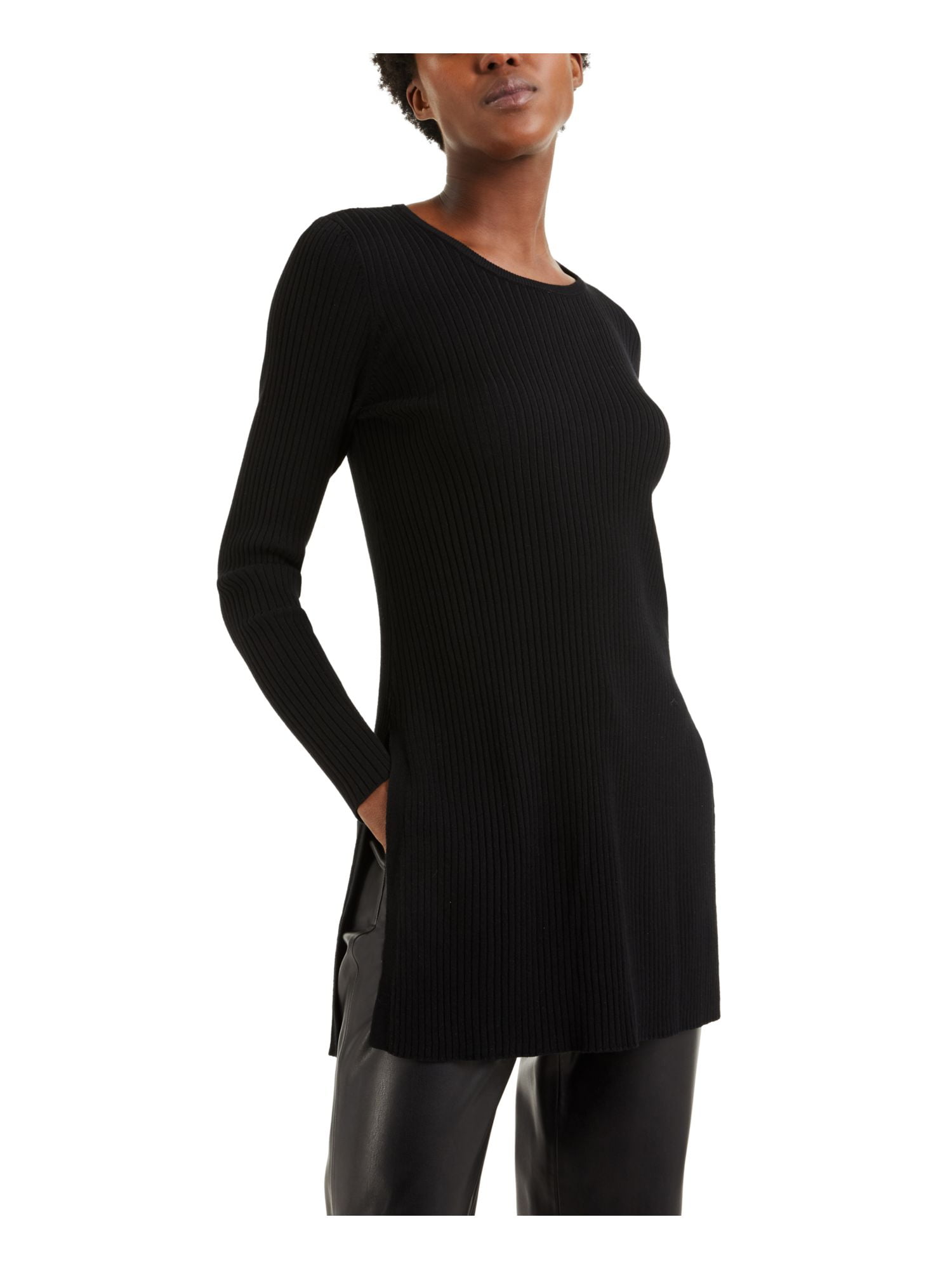Alfani Women's Ribbed Tunic Black Sweater Size Medium