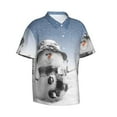 thumbnail image 2 of Fotbe Snowman And Christmas Tree Hawaiian Shirt For Men Unisex Summer Beach Casual Short Sleeve Cotton Linen Button Down Shirts-Small, 2 of 9