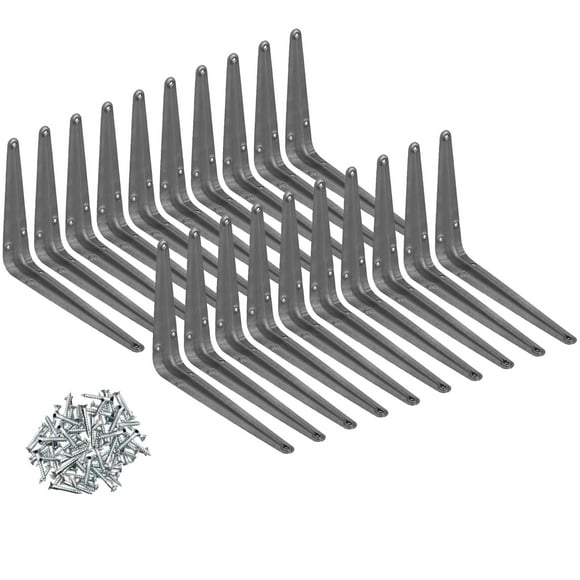 Wideskall Supports d'Étagère d'Angle Mural en Métal 6 Pouces" x 8 Pouces" Gris Lot de 20