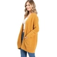 thumbnail image 2 of Lana Roux Women's Juniors Popcorn Fuzzy Eyelash Knit Cardigan (Mustard, Medium-Large), 2 of 4