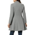 thumbnail image 3 of INSPIRE CHIC Women's Winter Coat A-Line Long Sleeve Single Breasted Peplum Hem Long Coat M Light Gray, 3 of 6