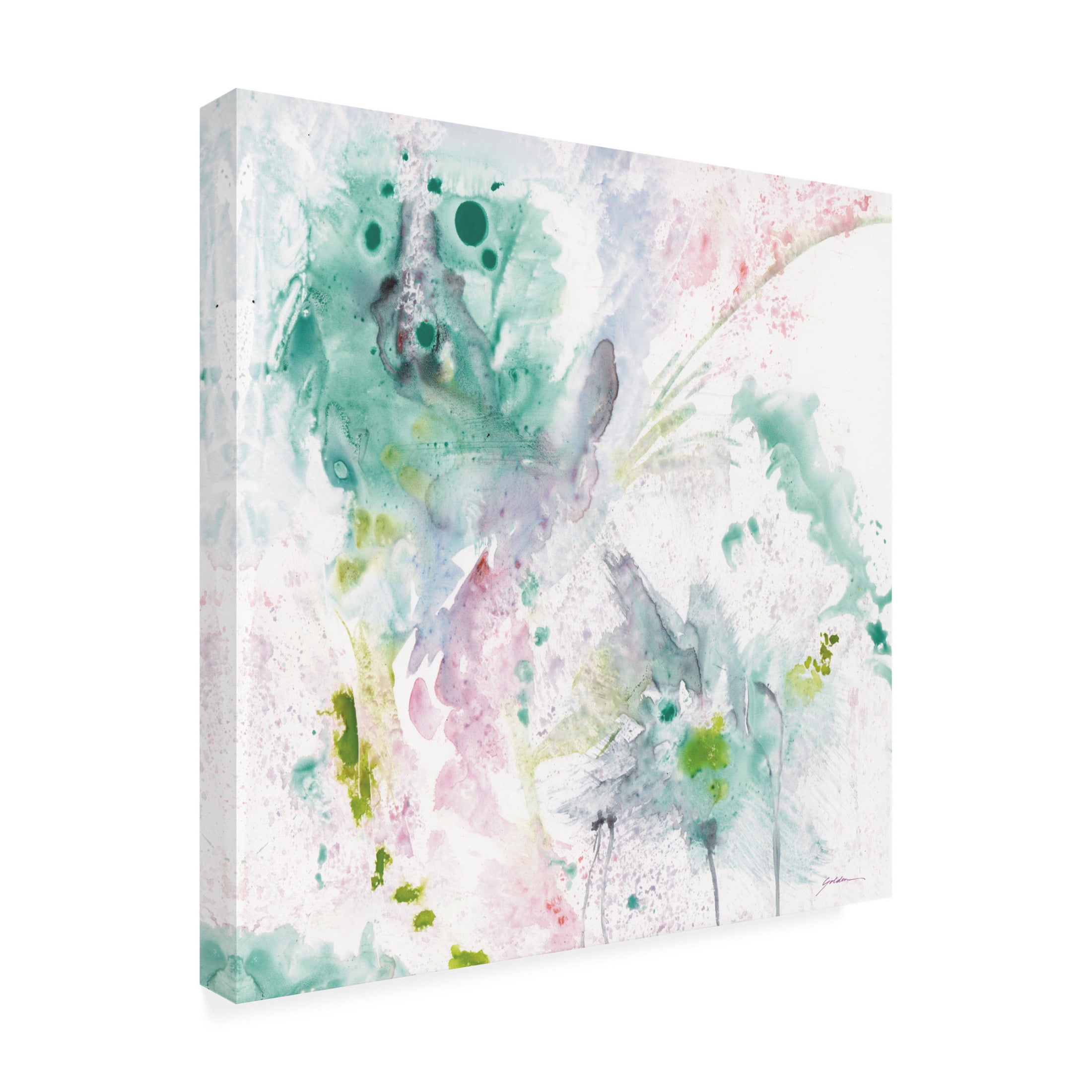 Canvas Wall Art - Sheila Golden 'Aqua Abstraction' Wall Art for Living Room, Bedroom, or Office Décor by Trademark Fine Art - 14 x 14 Inches