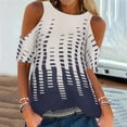 thumbnail image 2 of Blusa de manga corta con hombros descubiertos y estampado de cuello redondo informal a la moda para mujer Pompotops hkajfhjk461446, 2 of 7