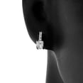thumbnail image 2 of 925 Sterling Silver White Princess-Cut Round CZ Womens Small Stud Earrings, 2 of 3