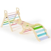 BlueWood Pikler Triangle Set Indoor Jungle Gym Foldable Wooden 8-in-1 3-Piece
