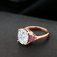 thumbnail image 4 of Gem Stone King 18K Rose Gold Plated Silver Pink Tourmaline Ring Set with Moissanite (5.43 Cttw) (Size 7), 4 of 4