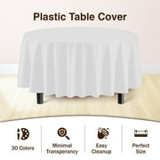 Exquisite 12 Premium White Plastic 84 Round Disposable Waterproof Party Tablecloths