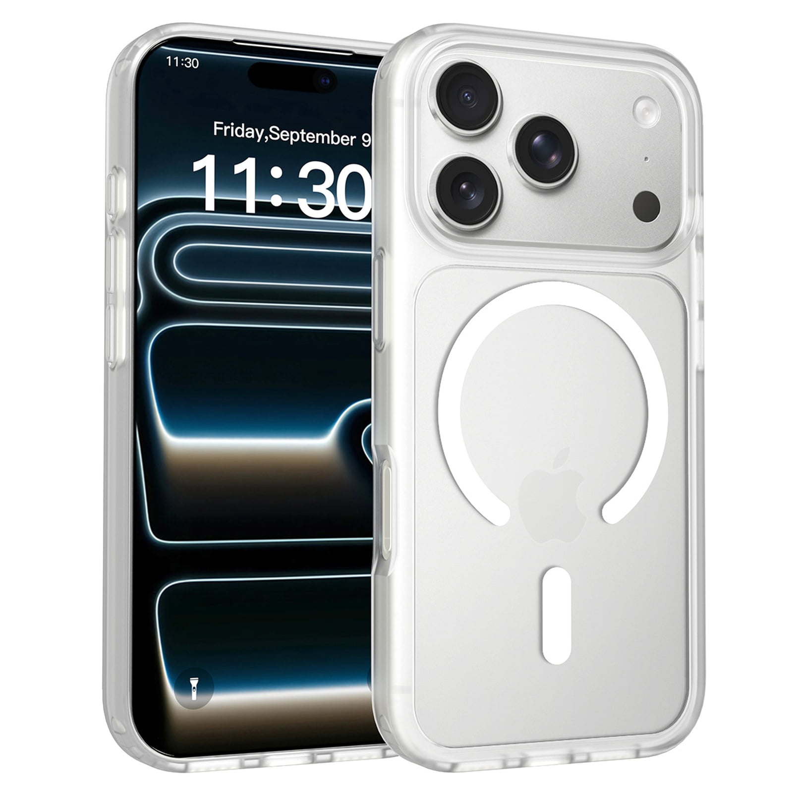 Lunvic Case for iPhone 18 Pro Max, Magnetic Shock-Resistant Phone Cover with Matte PC Back, Flexible TPU Bumper, Raised Camera Screen Edges, Silky Touch, Clear
