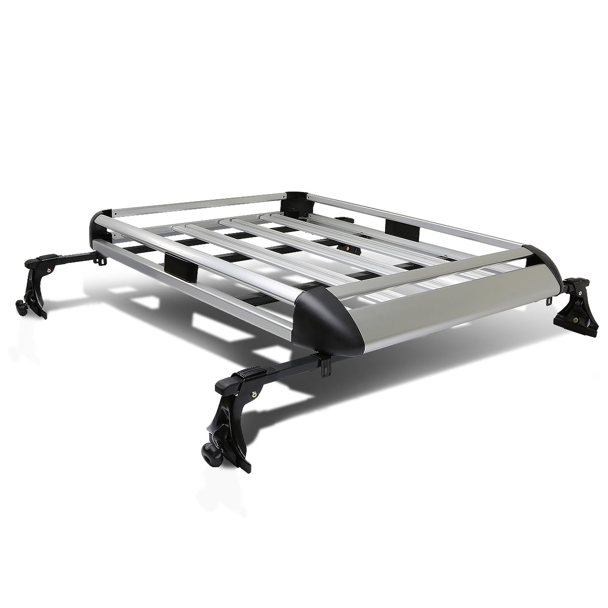 Silver 50 inches x 31 inch Aluminum Roof Rack Top Cargo Carrier Basket+Cross Bar