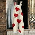 thumbnail image 3 of Fgvctg Valentine's Day Womens Overalls Wide Leg Pant Date Night Spaghetti Straps Holiday Love Heart Print Jumpsuits Sleeveless Bib Overalls Sprimg Rompers Clothing With Pockets Beige 2XL, 3 of 5
