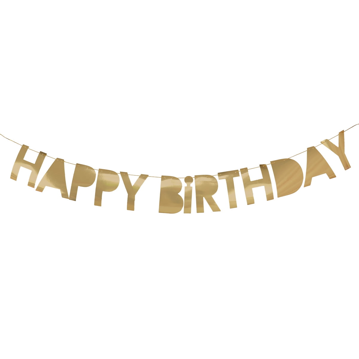 Packed Party Gold Happy Birthday Banner and Multicolor Fringe Background