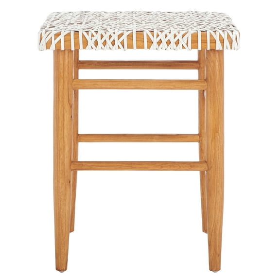 SAFAVIEH Kaleo Rectangle Backless Counter Stool, White/Natural