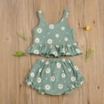 thumbnail image 4 of Babibeauty Summer Lovely Toddler Baby Girls Clothes Sets Daisy Print Sleeveless Buttons Vest Tops Mini Shorts Outfit, 4 of 8