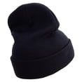 thumbnail image 3 of Vintage Deer Antler Embroidered 12 Inch Long Knitted Beanie - Black OSFM, 3 of 5