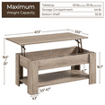 thumbnail image 2 of Topeakmart 47.5in Wooden Lift Top Coffee Table with Hidden Compartment for Living Room, Gray, 2 of 9