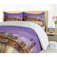 thumbnail image 5 of Ambesonne Citylife Duvet Cover Sets, Colorful Night Scenery NYC, 2-King, Purple and Yellow, 5 of 7