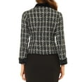 thumbnail image 3 of MODA NOVA Juniors Halloween Costume Elegant Vevelt Collared Plaid Tweed Blazer Black S, 3 of 5