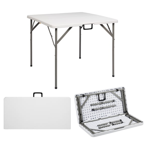 Ktaxon 34" Folding Table Fold in Half Square Table, Portable Plastic Dining Card Table for Outdoor and Indoor, for Picnic, Party, BBQ, White