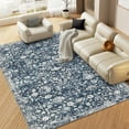 thumbnail image 4 of GlowSol 9' x 12' Large Washable Rugs for Living Room Bedroom Vintage Floral Distressed Rug Non Slip Non Shedding Throw Rugs, Blue, 4 of 7