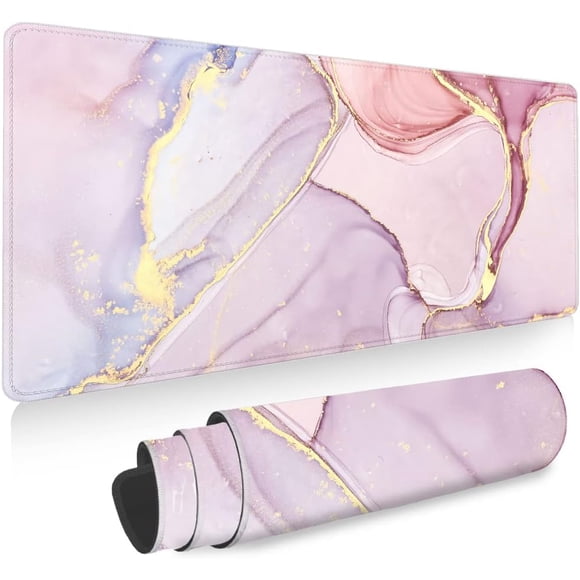 Alfombrilla para Ratón XXL Profesional (800x300x3mm). Mousepad de Escritorio Grande, Impermeable y Antideslizante, para Gamer, Empleado, Ordenador, PC, Laptop (Mármol Rosa)