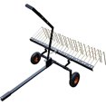 thumbnail image 2 of OUYAWEI 60-Inch Tow Behind Dethatcher with 24 Steel Tines Lawn Tractor Attachment for Thatch Removal Leaf & Needle Collection Black, 2 of 8