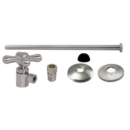 UPC: 0747028839099 | Westbrass D1812T-07 Toilet Tank Supply Kit with Cross Handle Angle Stop and Flat Head Riser Satin Nickel