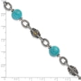thumbnail image 3 of Shey Couture  Sterling Silver with 14K Accent 7.25 Inch Antiqued Reconstructed Turquoise Bracelet, 3 of 6
