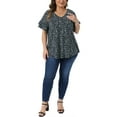 thumbnail image 2 of Agnes Orinda Women's Plus Size Floral Tops V Neck Ruffle Sleeve Summer Casual Blouses  3X Black, 2 of 6