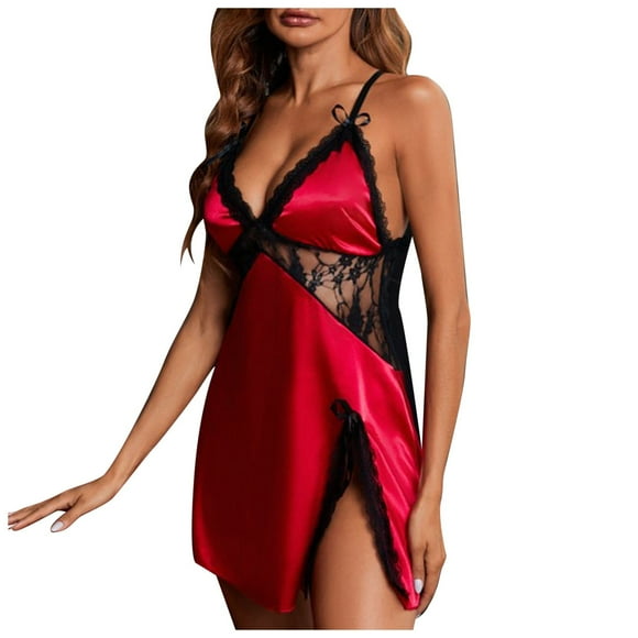 Women Sexy Pajamas Suspender Lace Low Neck Nightgown Spiderman And Hello Kitty Pjs Plus Size Micro Bikini Black Sexy Bodysuit Mesh Bras Exotic Tassel Stripper Two Piece Lingerie