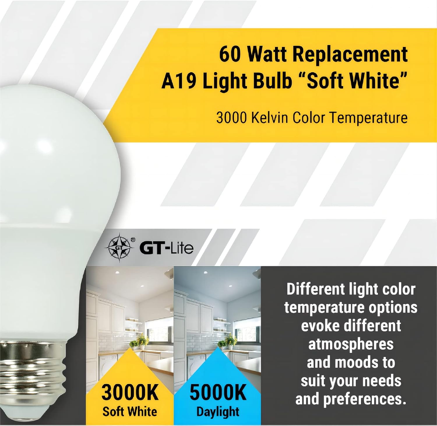 FEFEFW-10 Pack Soft White LED Light Bulbs, 60W Equivalent,9 watts 3000K, A19 Shape, E26 Medium Base,Standard Household Llightbulb for Lamps, Living Room, Bedrooms