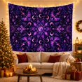thumbnail image 3 of Ornate Purple Mandala Among Moths, Moons and Stars, Dreamy Celestial for Space Lovers, Night Sky Wall Art, Housewarming Gift, Tapestry Wall Hanging for Bedroom and Studio, 3 of 7