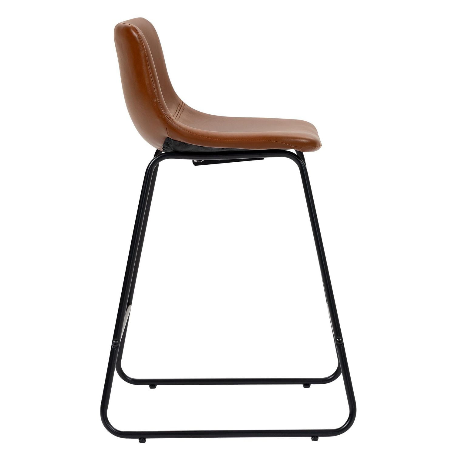 Hometrends Counter Height Stool with PU Seat, Dark Brown Seat and Black Steel Frame for Indoor, Hometrends Counter Stools