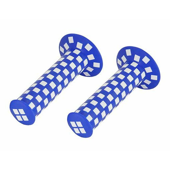 Blue White Checkered Bike Grips 7/8 long 124mm. Bicycle grips.