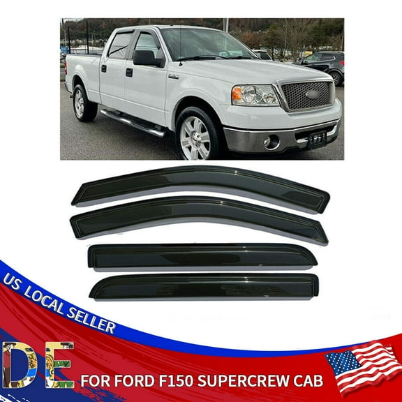 For 2004-08 Ford F150 Super Crew Cab Window Visor Rain Guard Wind Deflectors