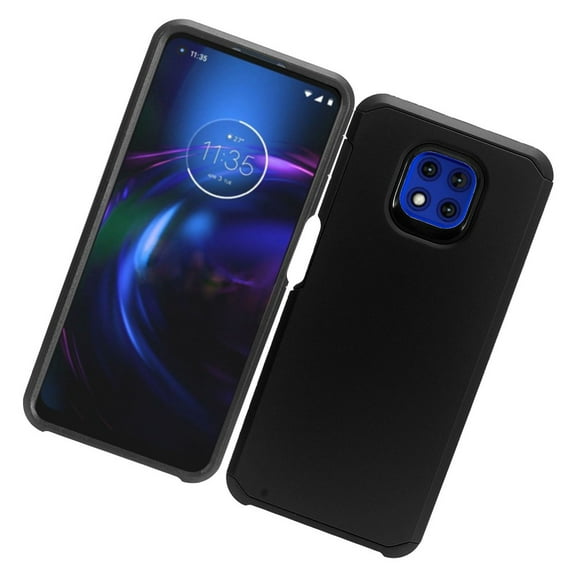 Case for Motorola Moto G Power 2021 Armor Dual Layer 2 in 1 Rubberized Hard Shockproof TPU Hybrid Protection Slim Cover for Moto G Power 2021 by Xcell - Black