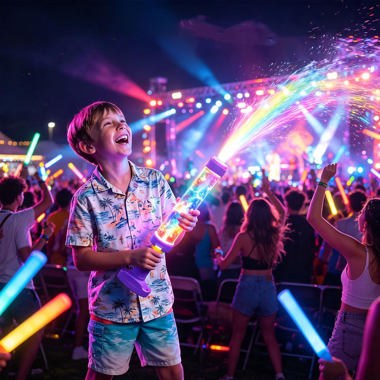 Glowing Rainbow LED Water Blaster, User-Friendly Simple Operation, Sturdy & Practical, Versatile Summer Party Toy