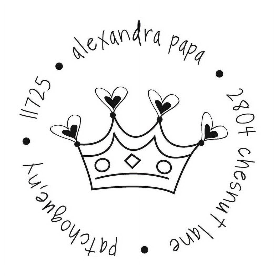 Personalized Round Self-Inking Rubber Stamp - The Crown of Hearts