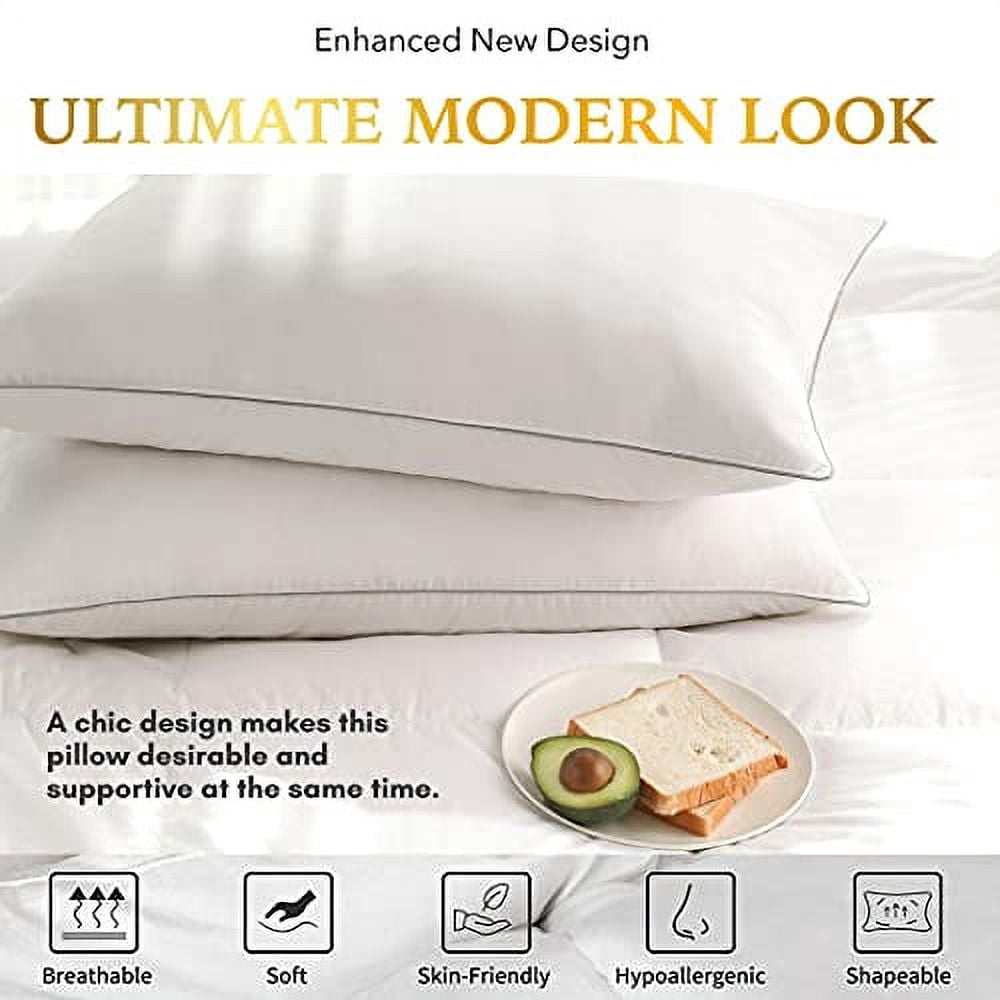 Casa Platino Pillows Standard Size Set of 4 – Soft & Medium Standard Bed Pillow, Luxury Sleep Quality, Easy to Clean, Ideal for Neck Support