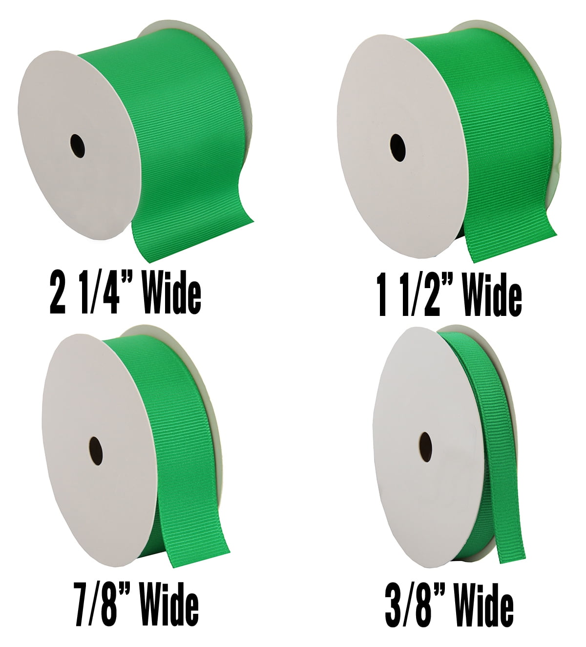 6 Pack Threadart Grosgrain Ribbon Rolls - 10 yd rolls - 4 Widths 25 Colors - Solid Colors Ribbed Pattern - For Bows, Decorations, Hair Clips, and More - 7/8" (0.88") width - Lt Green 580