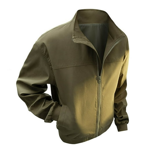 Cavosen Straight Jackets for Men Winproof Lightweight Stand Collar Coat with Pockets Solid Color Athletic Versatile Tops