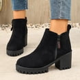 thumbnail image 6 of Taqqpue Women's Ankle Boots Plus Size Round Toe Side Zipper Chunky Heel Comfortable Booties for Women Size 5.5-11 Fashion Dress Shoes Fall Winter Footwear Casual Walking Daily Wear, 6 of 10