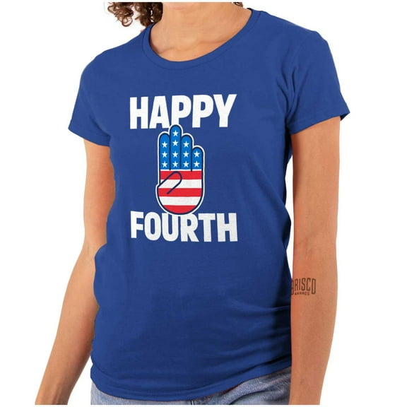 Happy Fourth of July American Patriot Womens Slim Fit Graphic Tee Brisco Brands S