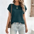 thumbnail image 4 of Odbmxy Blouse for Women Summer Short Sleeve Tunic T Shirts for Women Loose Fancy Green Dressy Casual Plain Tops, 4 of 9